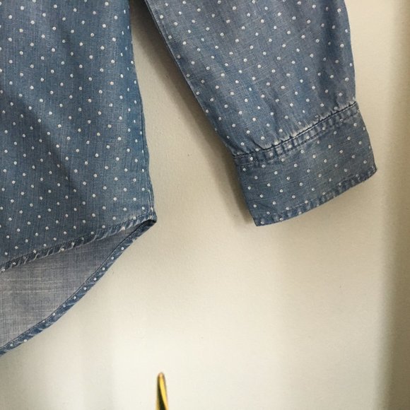 NWT Lord & Taylor Chambray white Polka Dot Top XL - Picture 4 of 6